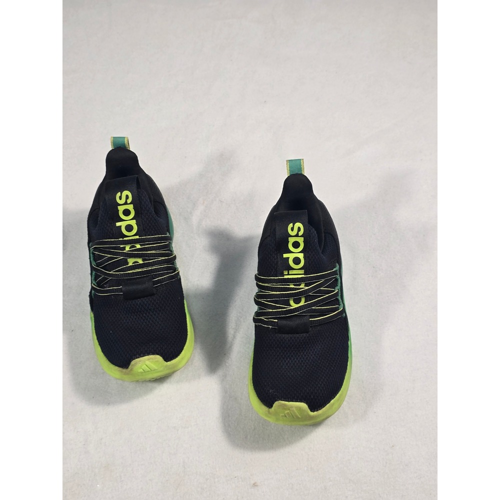 Adidas Cloudfoam Lite Racer Kids Sneakers Black Neon Green US 1 Youth